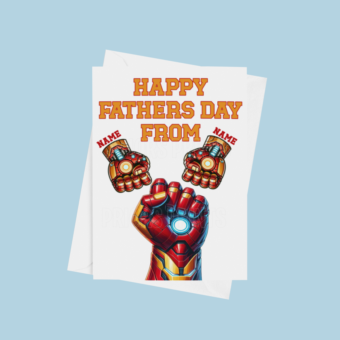 Personalised Iron Man Fist Fathers Day Card for up to 5 Children