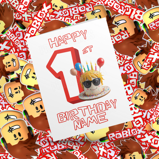 Personalised Roblox Birthday Card with Age 1-20 Years
