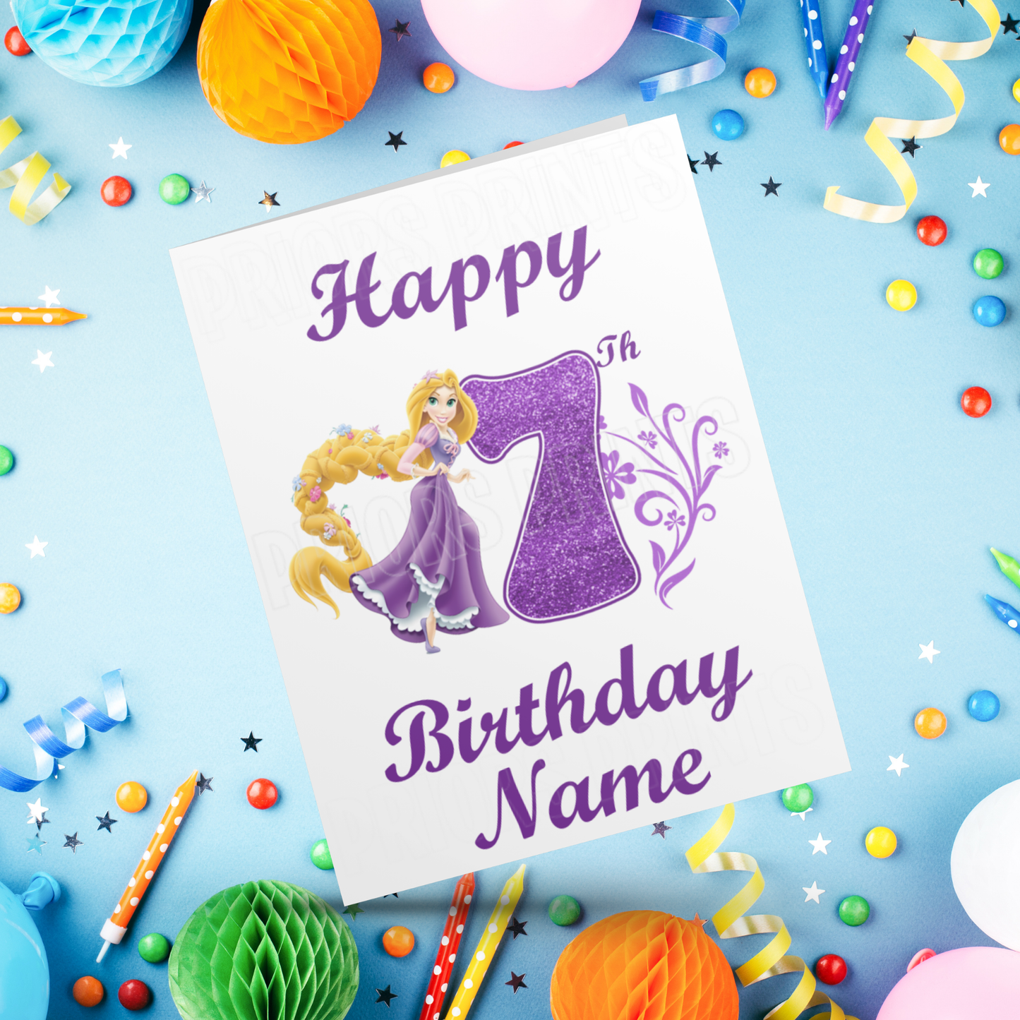 Personalised Rapunzel Birthday Card with age 1-9 I Disney I Tangled I Princess