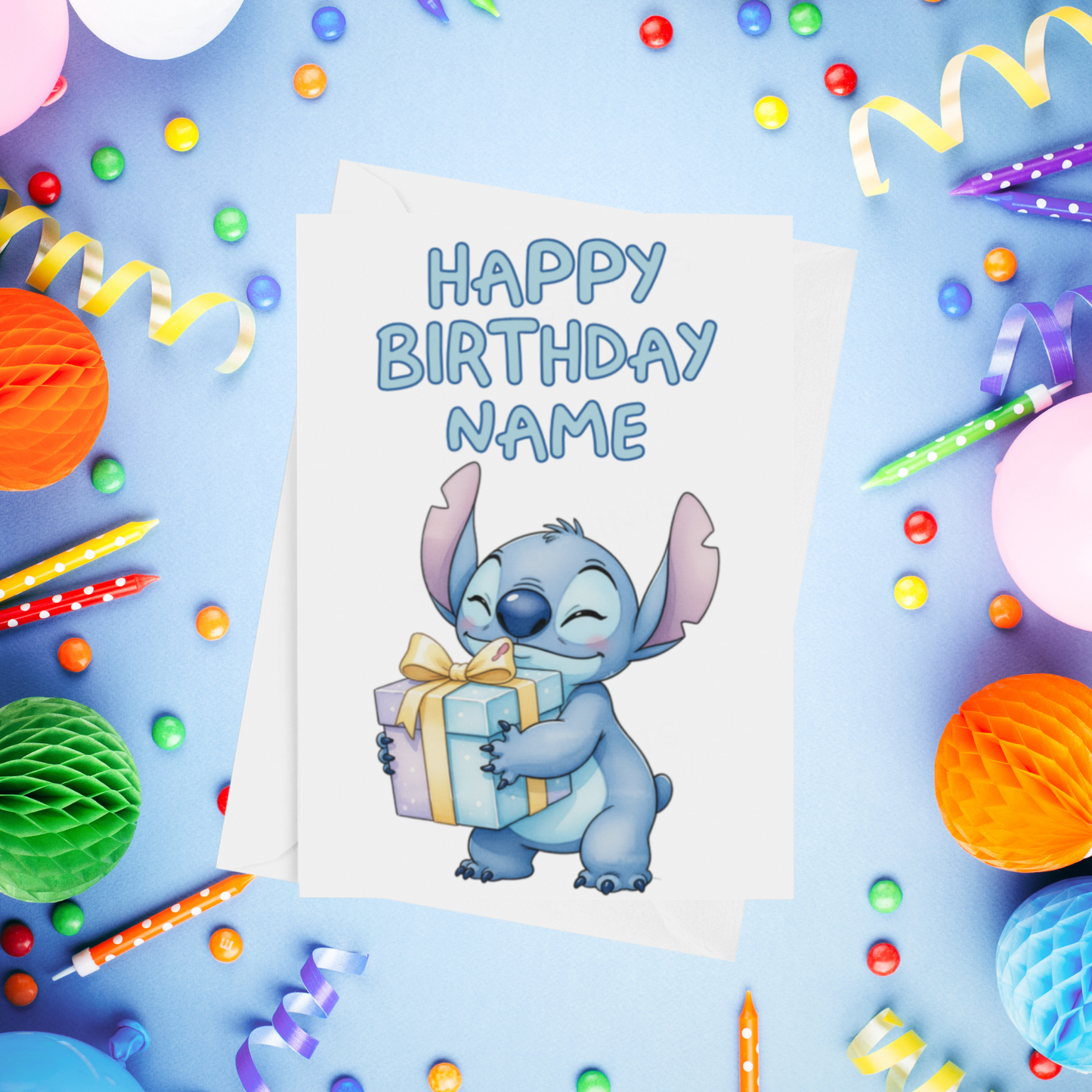 Angel, Lilo & Stitch Personalised Birthday Card
