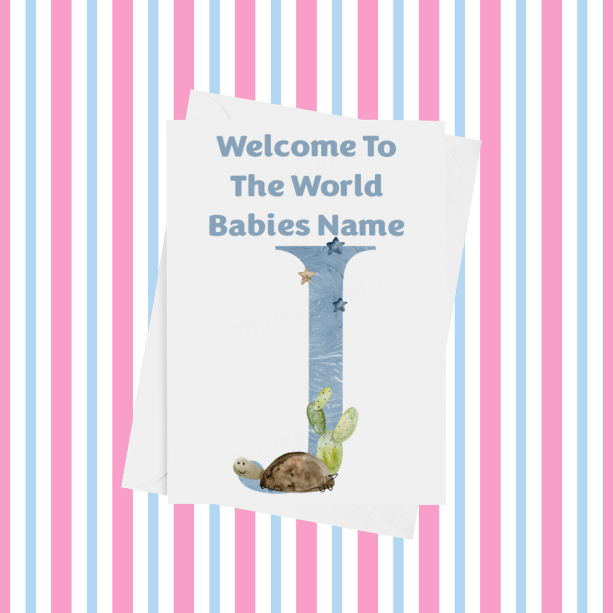 Welcome To The World Animals Personalised Card for New Baby in Blue