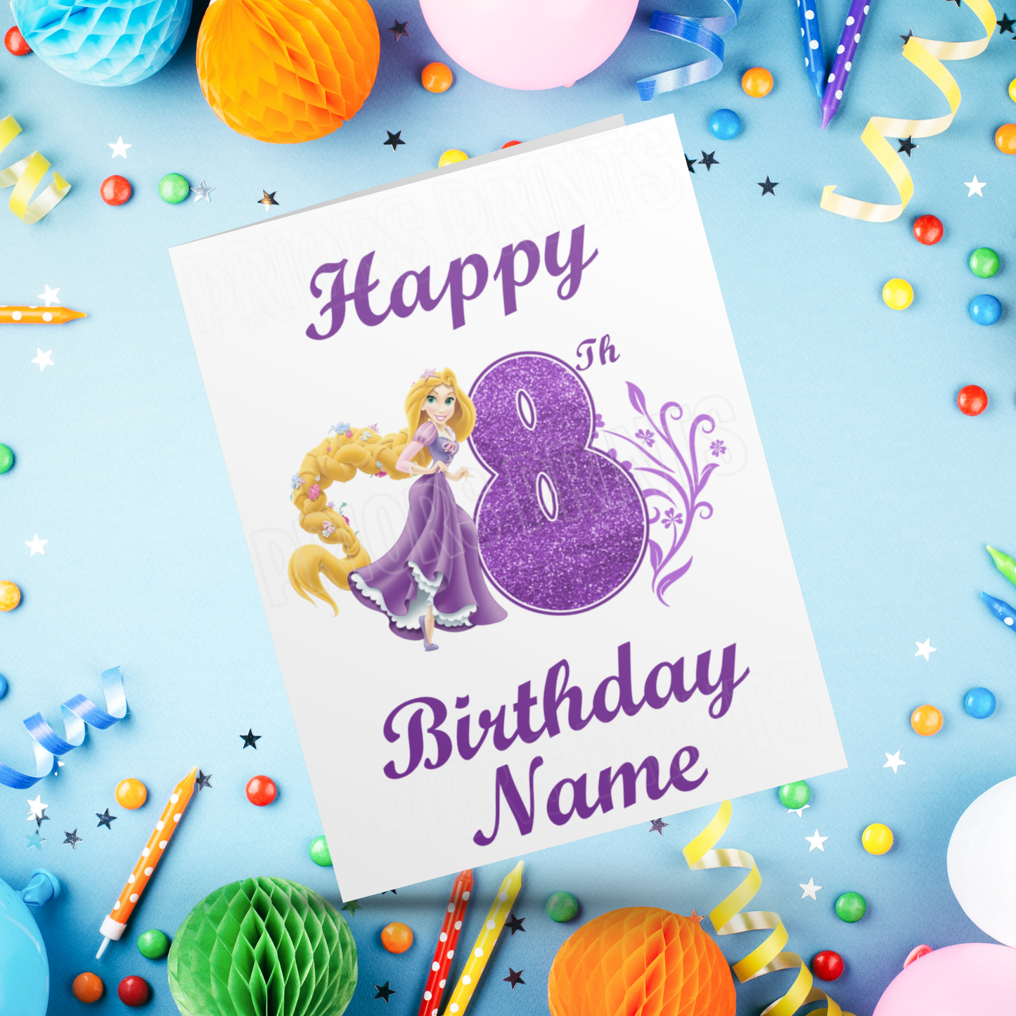 Personalised Rapunzel Birthday Card with age 1-9 I Disney I Tangled I Princess