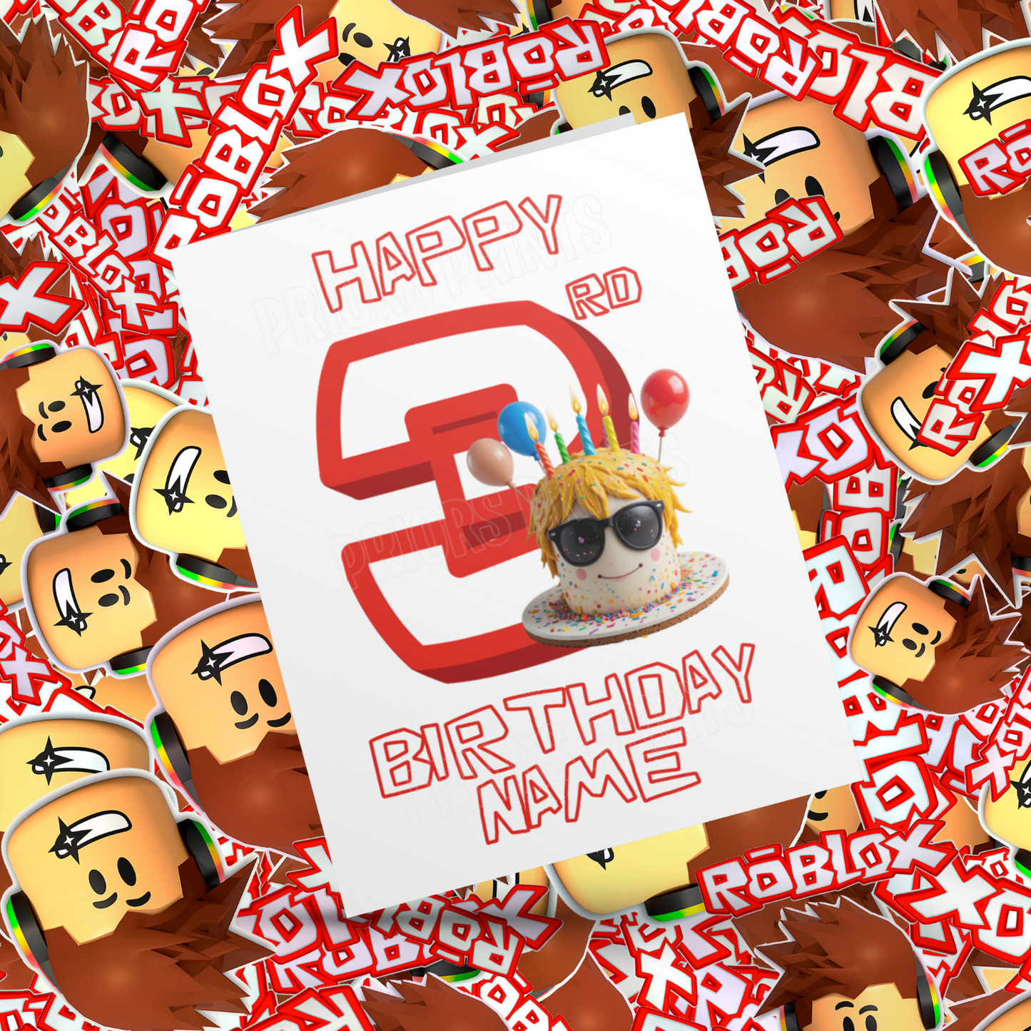 Personalised Roblox Birthday Card with Age 1-20 Years