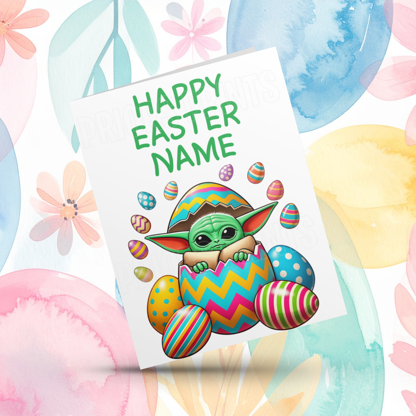 Mixed Characters in Easter Egg Personalised Easter Card- Listing 1