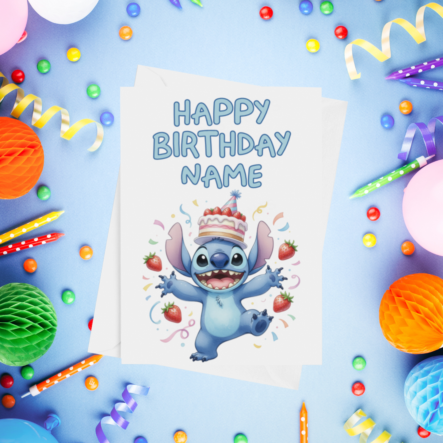 Angel, Lilo & Stitch Personalised Birthday Card