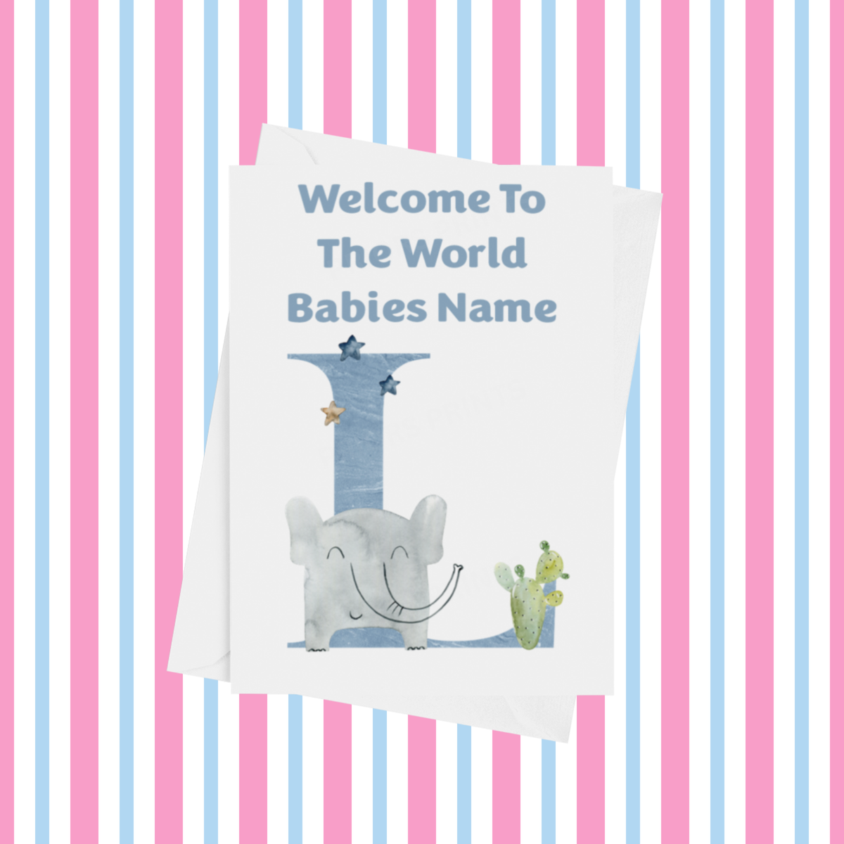 Welcome To The World Animals Personalised Card for New Baby in Blue