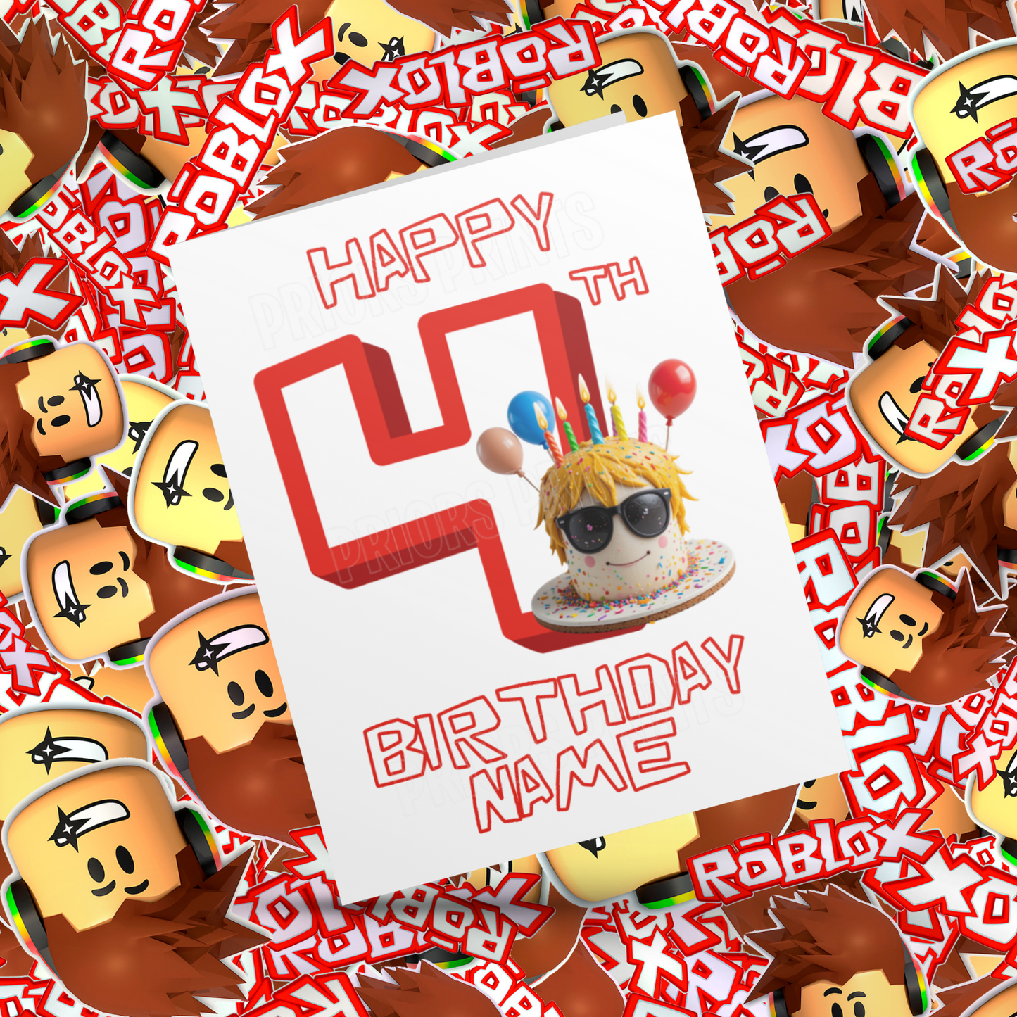 Personalised Roblox Birthday Card with Age 1-20 Years