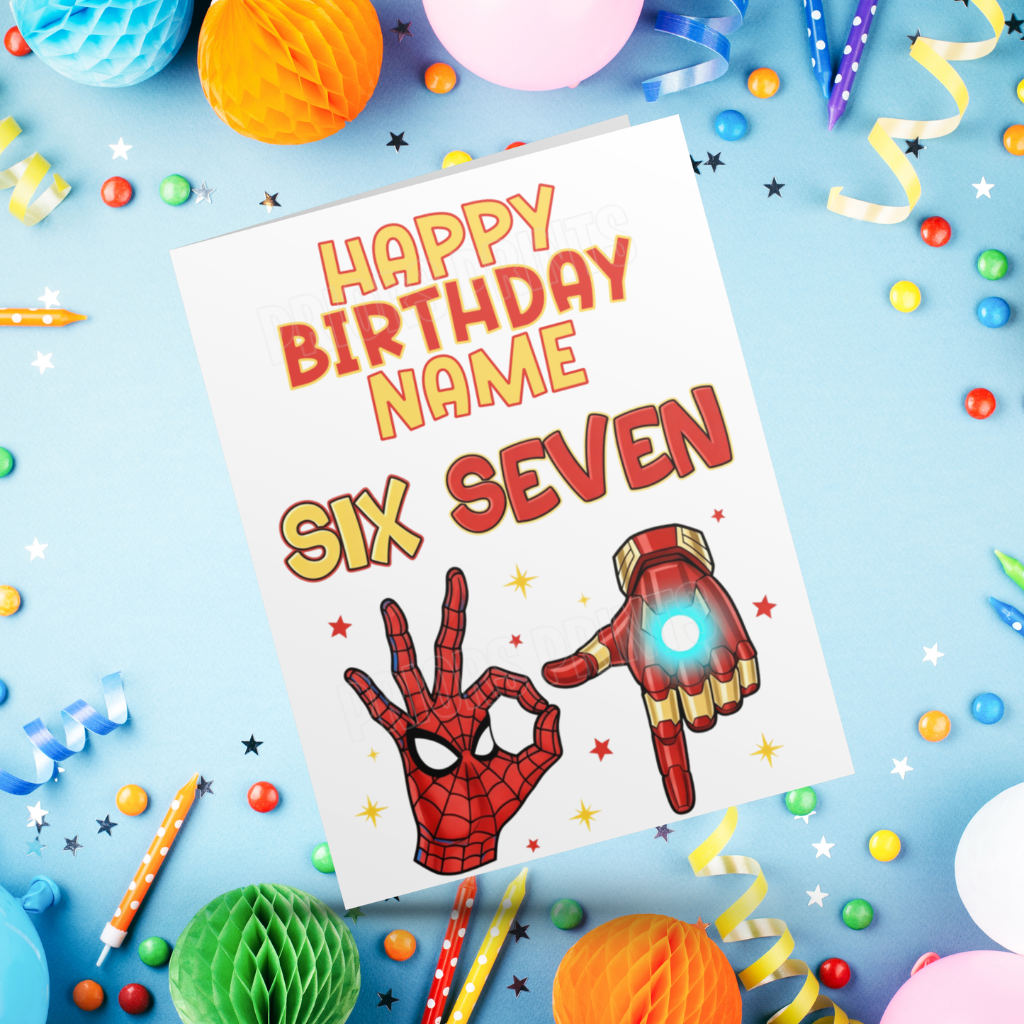 Six Seven Superhero Personalised Birthday Card I 67 I 6 7 I Sixseven I Marvel