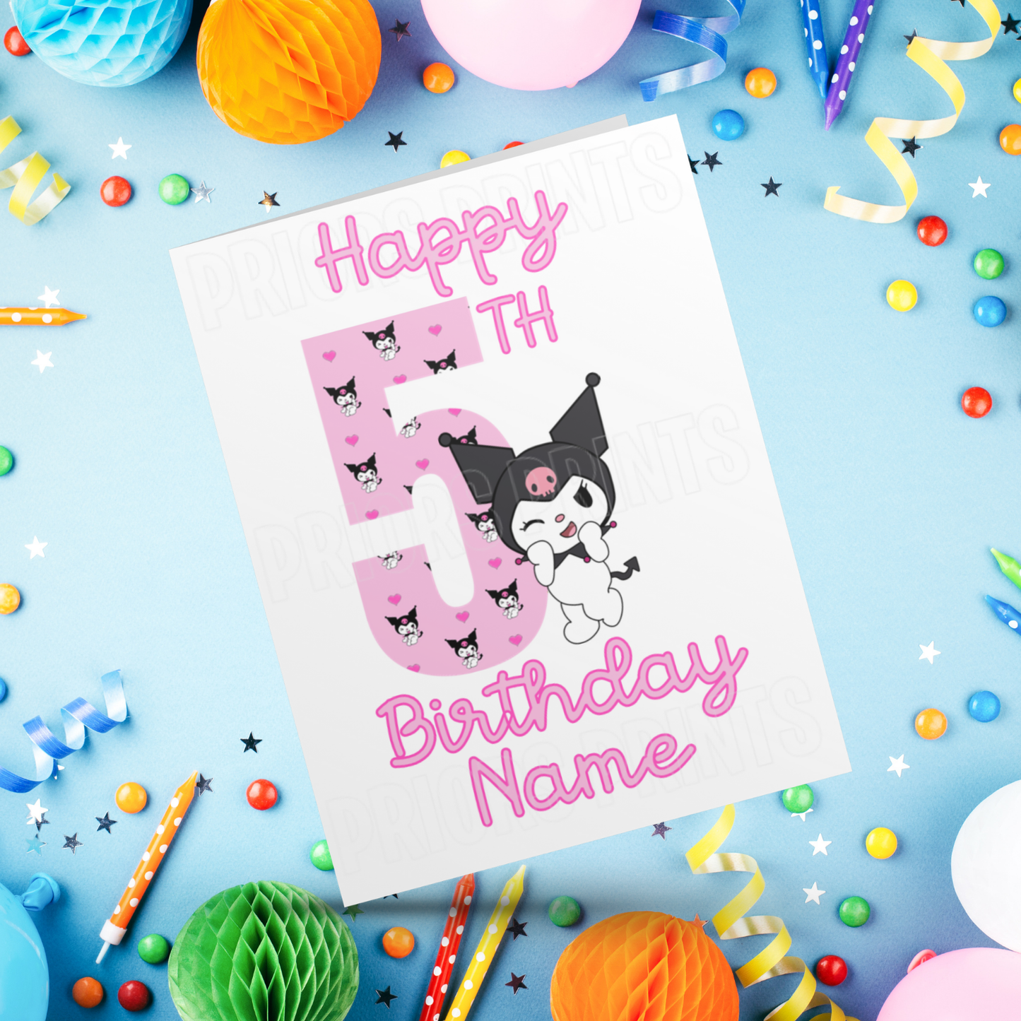 Personalised Kuromi Birthday Card with Age 1-20 Years (Sanrio- Hello Kitty & Friends)