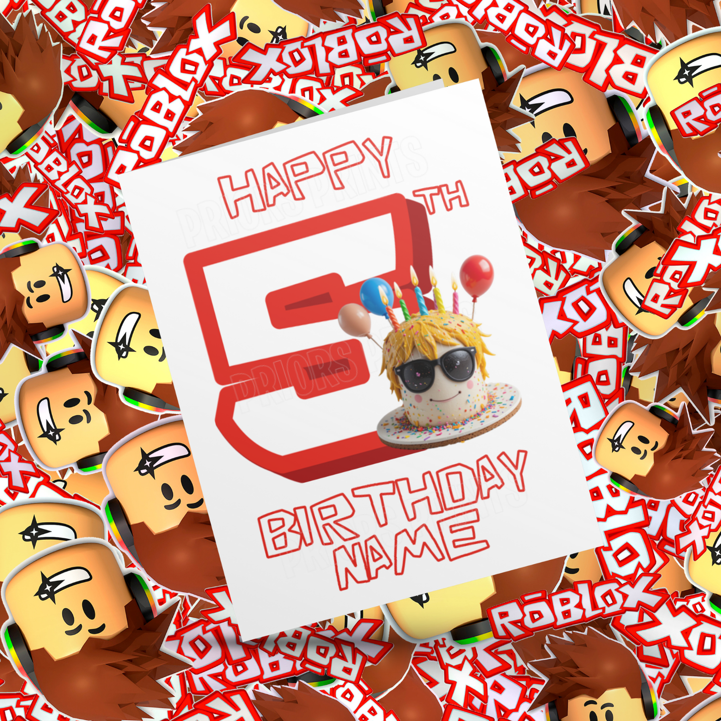 Personalised Roblox Birthday Card with Age 1-20 Years