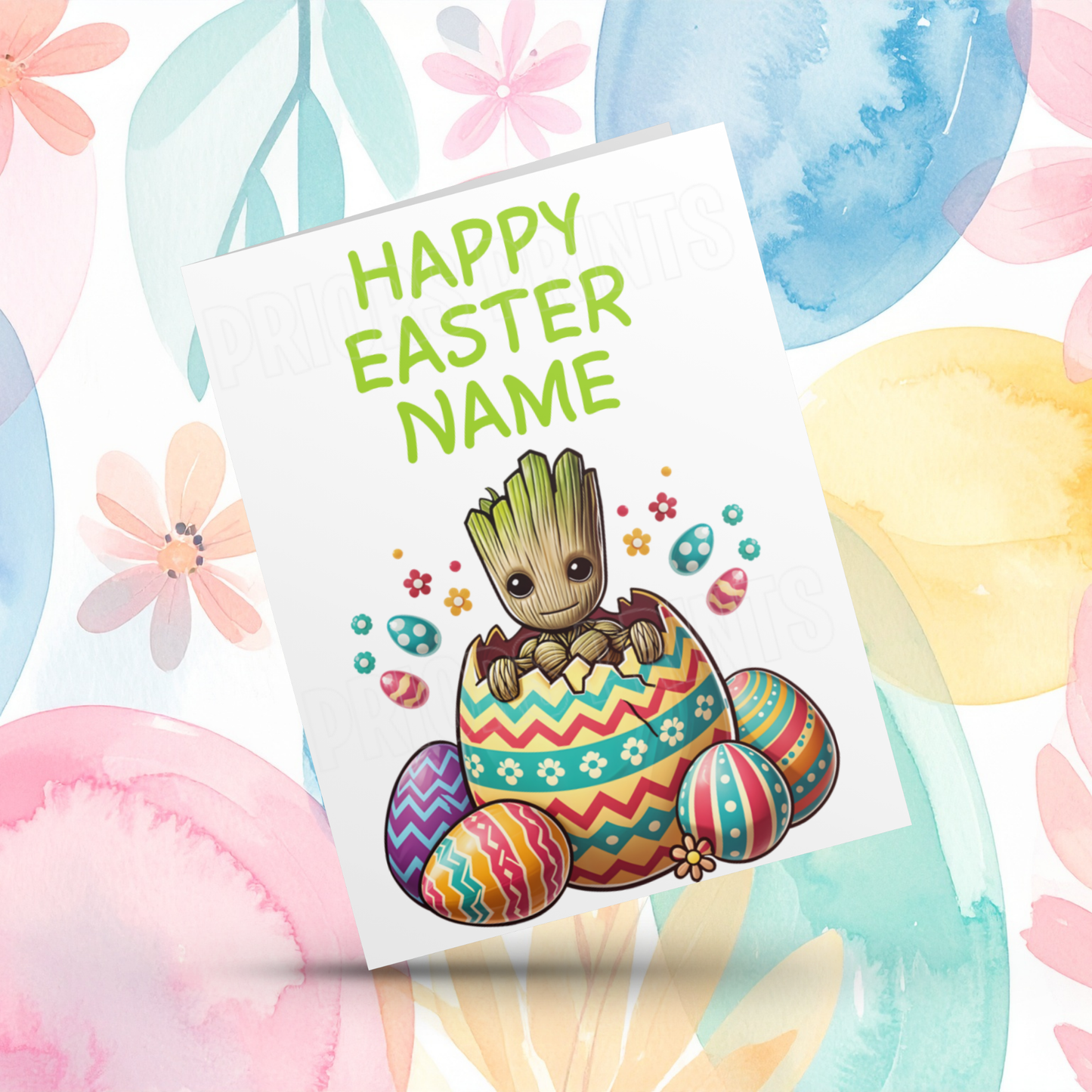 Mixed Characters in Easter Egg Personalised Easter Card- Listing 2