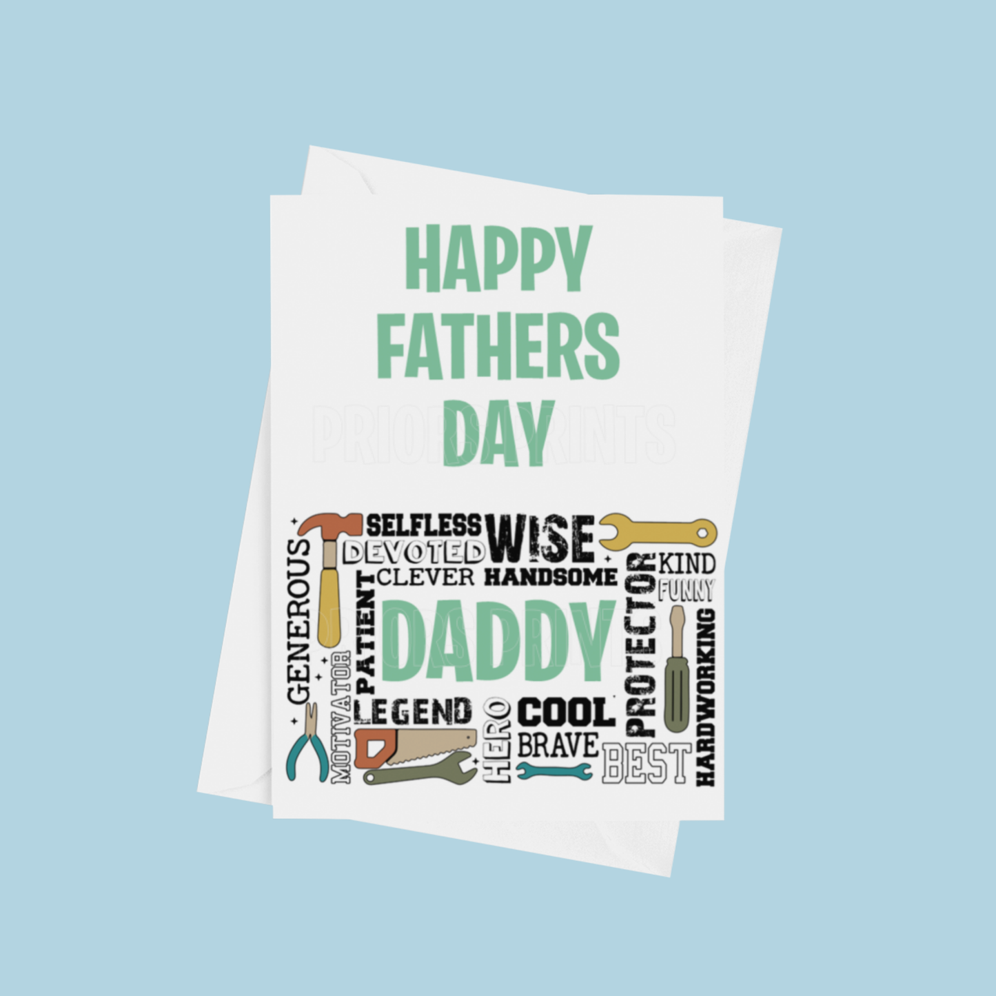Tools Fathers Day Card for Dad, Daddy, Dada or Papa
