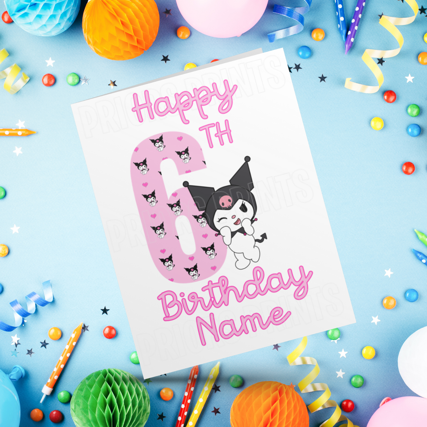 Personalised Kuromi Birthday Card with Age 1-20 Years (Sanrio- Hello Kitty & Friends)