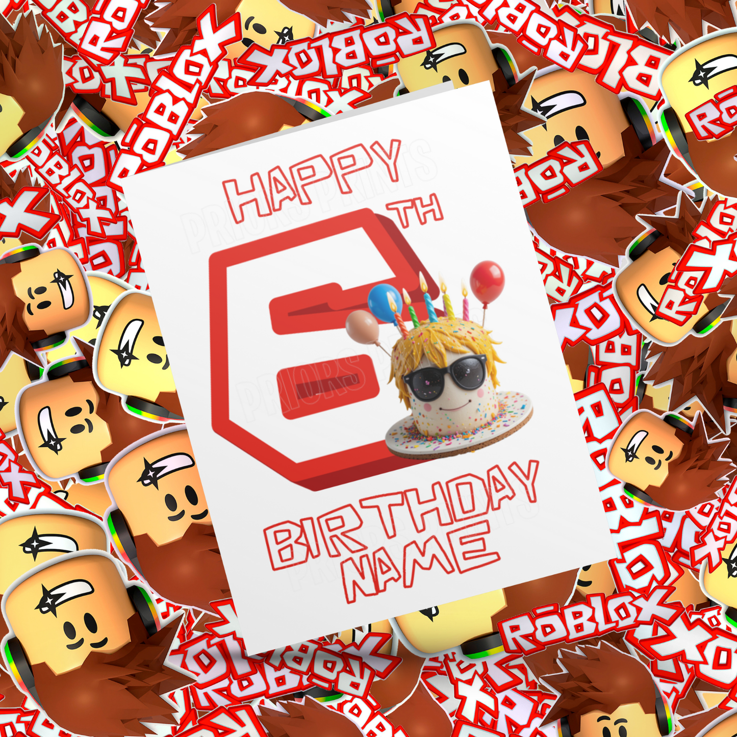 Personalised Roblox Birthday Card with Age 1-20 Years