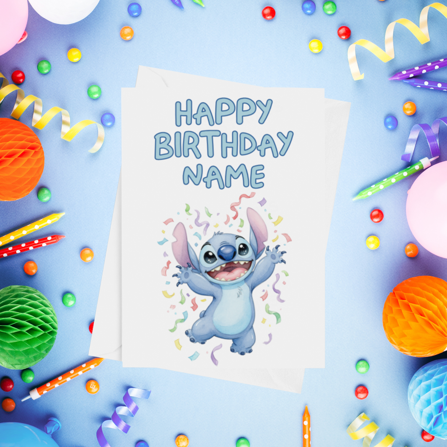 Angel, Lilo & Stitch Personalised Birthday Card