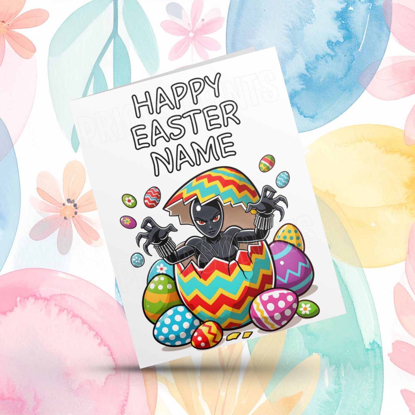 Mixed Characters in Easter Egg Personalised Easter Card- Listing 2