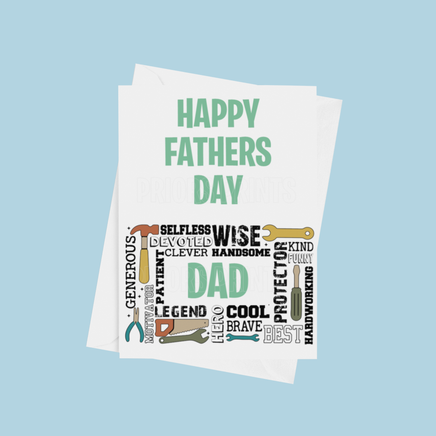 Tools Fathers Day Card for Dad, Daddy, Dada or Papa