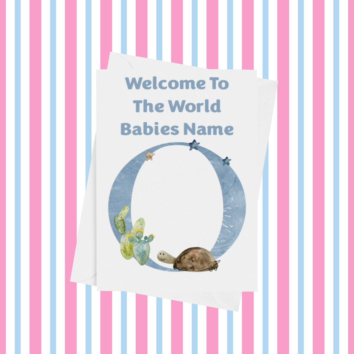 Welcome To The World Animals Personalised Card for New Baby in Blue