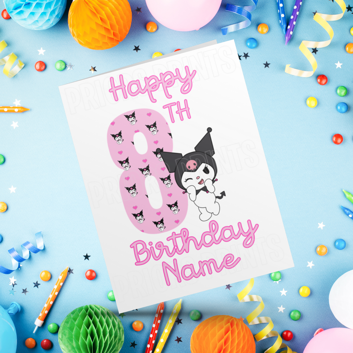 Personalised Kuromi Birthday Card with Age 1-20 Years (Sanrio- Hello Kitty & Friends)