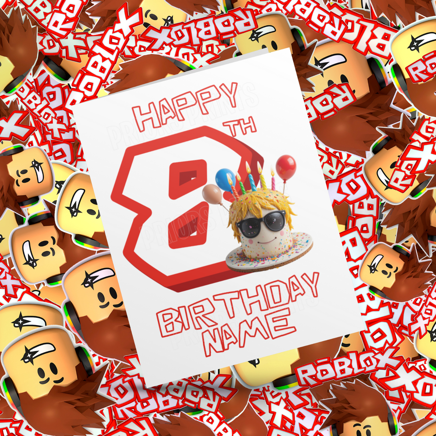 Personalised Roblox Birthday Card with Age 1-20 Years
