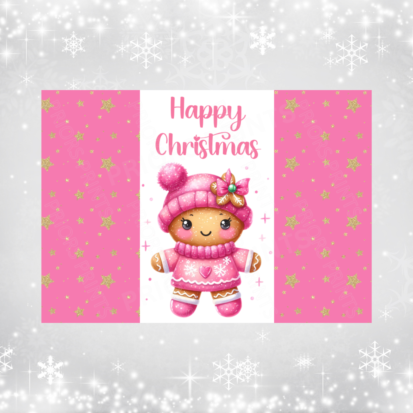Pink & Silver Christmas Chocolate Bar Wrapper