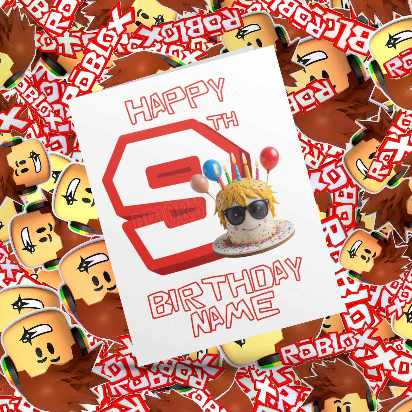 Personalised Roblox Birthday Card with Age 1-20 Years
