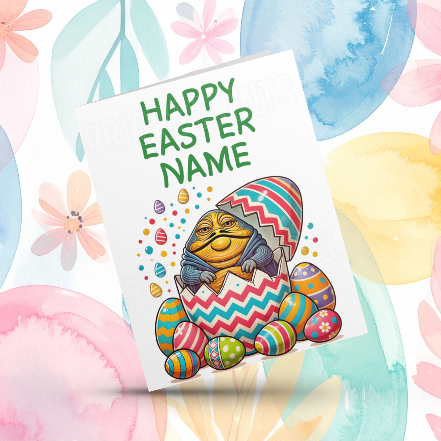 Mixed Characters in Easter Egg Personalised Easter Card- Listing 1