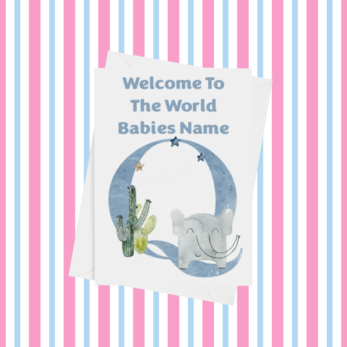 Welcome To The World Animals Personalised Card for New Baby in Blue
