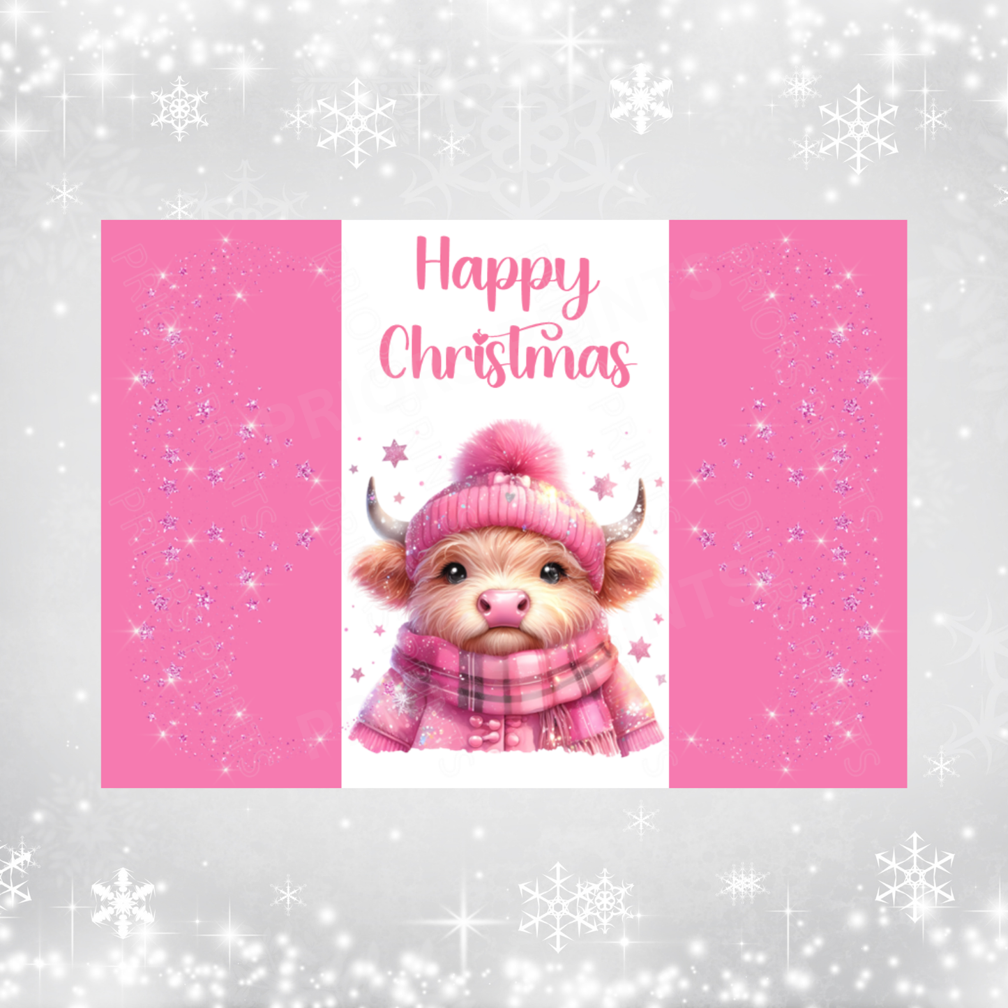 Pink & Silver Christmas Chocolate Bar Wrapper