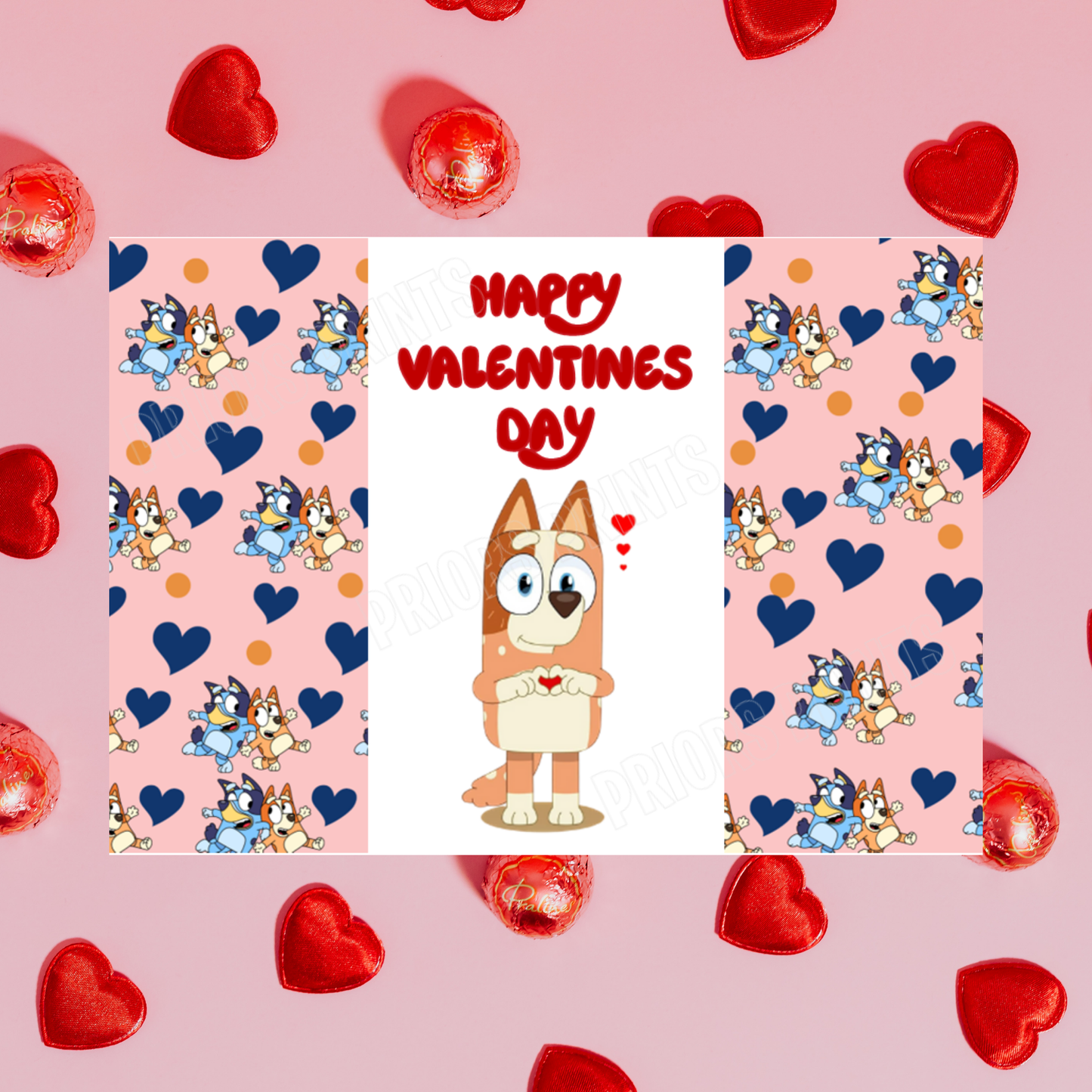 Bluey Valentines Chocolate Bar Wrapper
