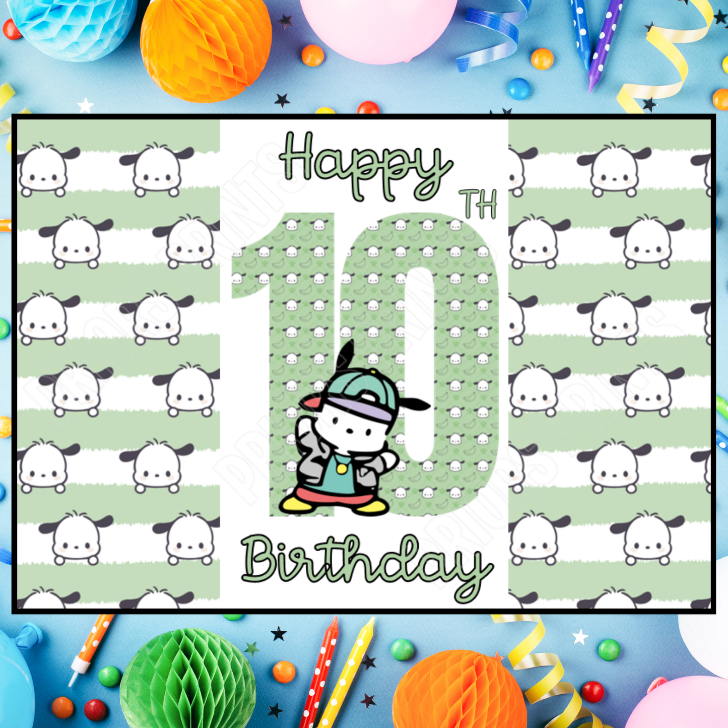 Pochacco Birthday Chocolate Bar Wrapper with Age 5-20 Years (Matches Cards)