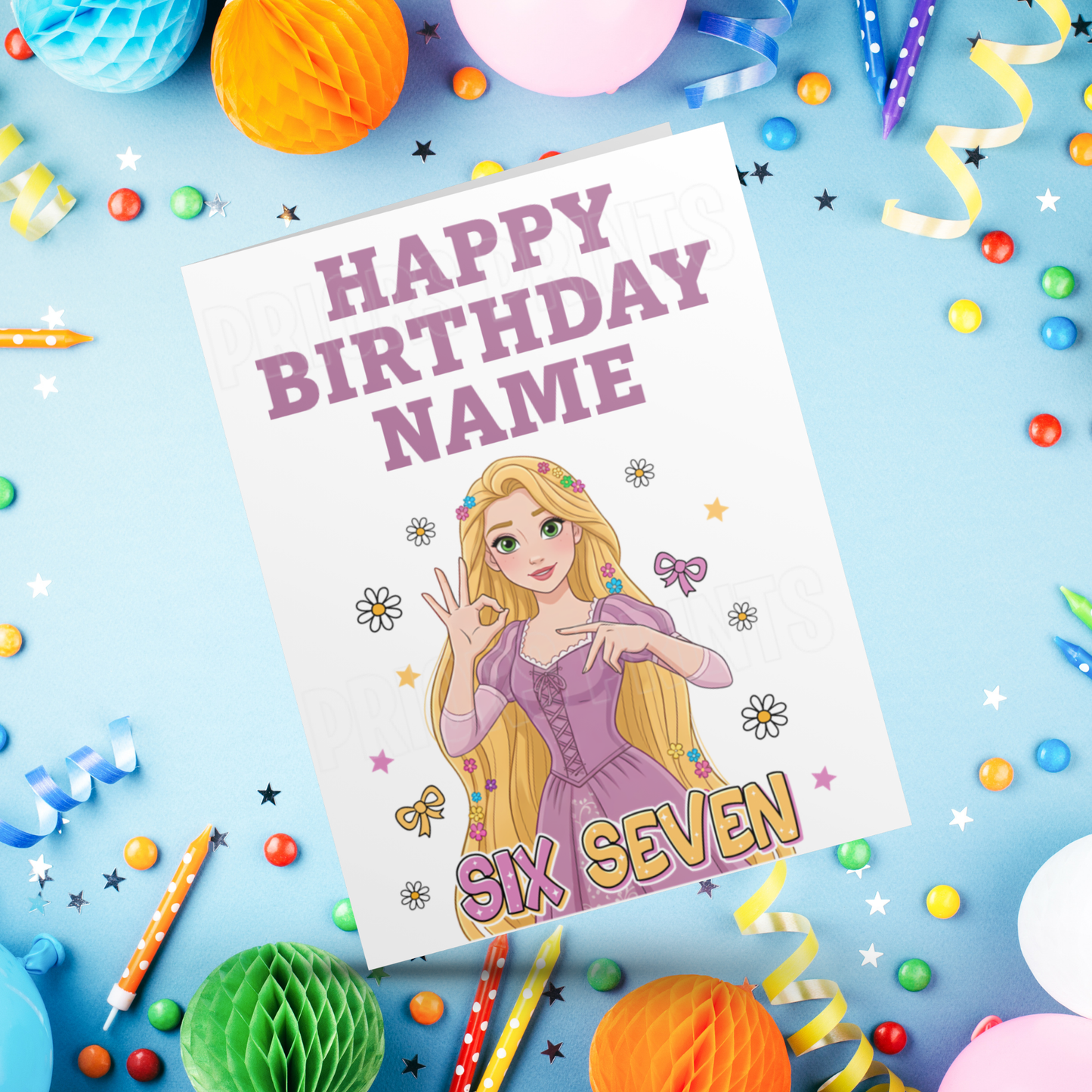 Princess Six Seven Personalised Birthday Card I Disney