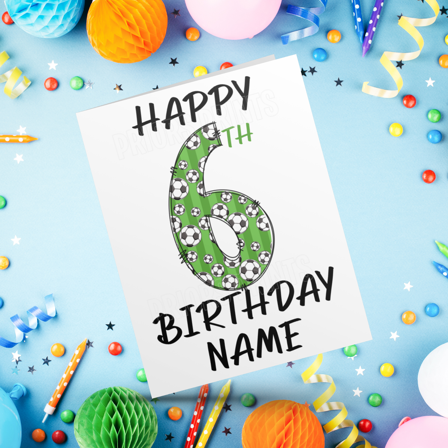 Personalised Green Football Birthday Card with age 1-20