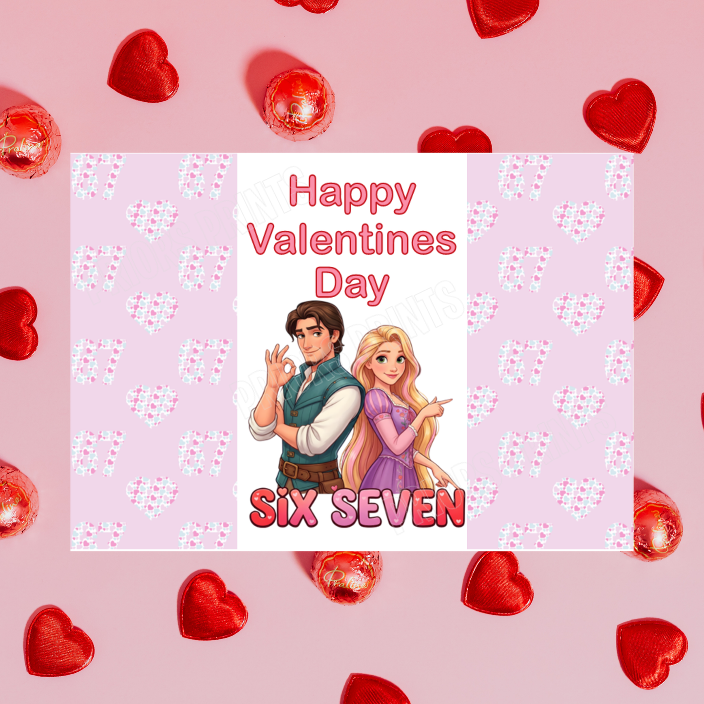 Six Seven Character Valentines Day Chocolate Bar Wrapper I Stitch I Angel I Mickey I Minnie I Spiderman I Elsa I Aladdin I Daisy I Beauty & The Beast I 67 I Sixseven