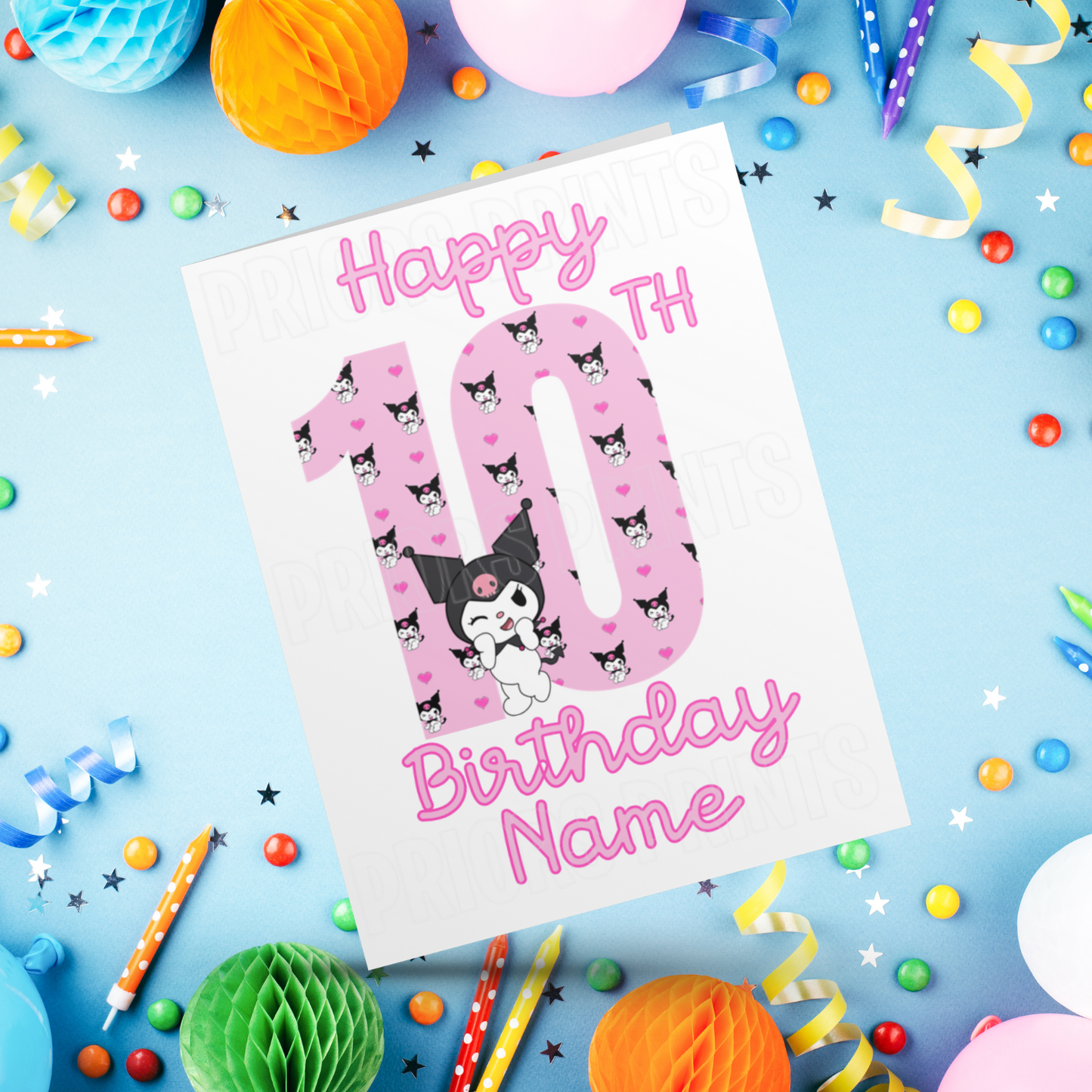 Personalised Kuromi Birthday Card with Age 1-20 Years (Sanrio- Hello Kitty & Friends)