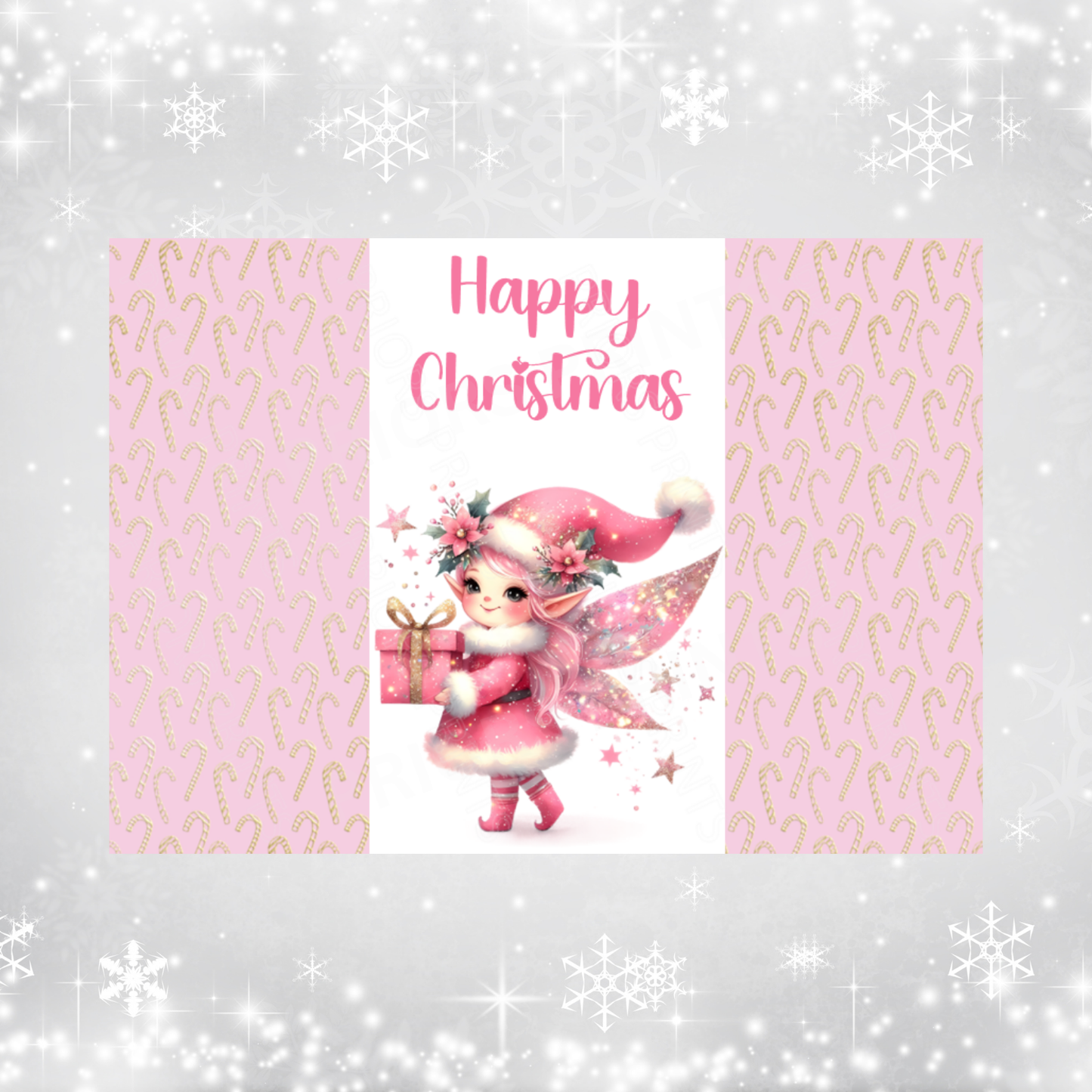 Pink & Silver Christmas Chocolate Bar Wrapper