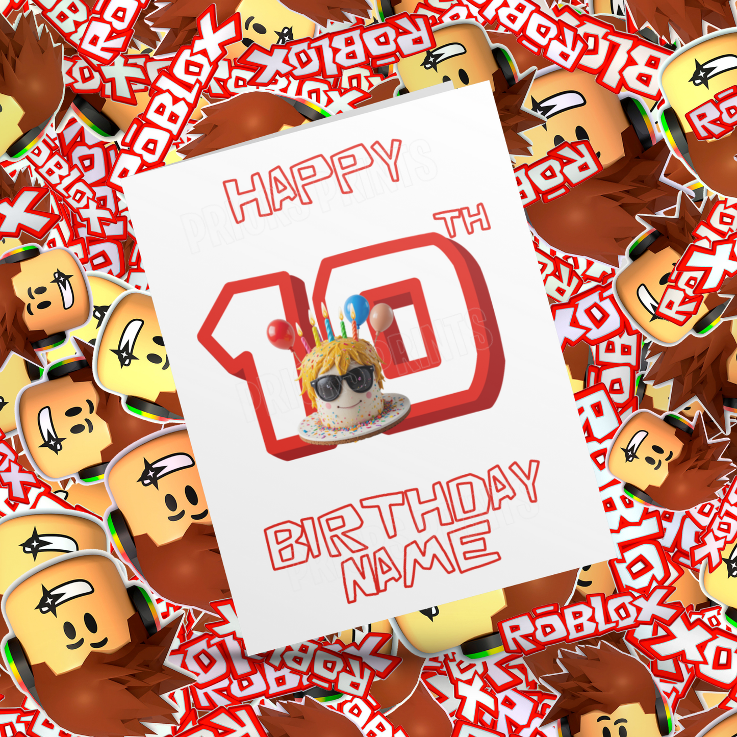 Personalised Roblox Birthday Card with Age 1-20 Years