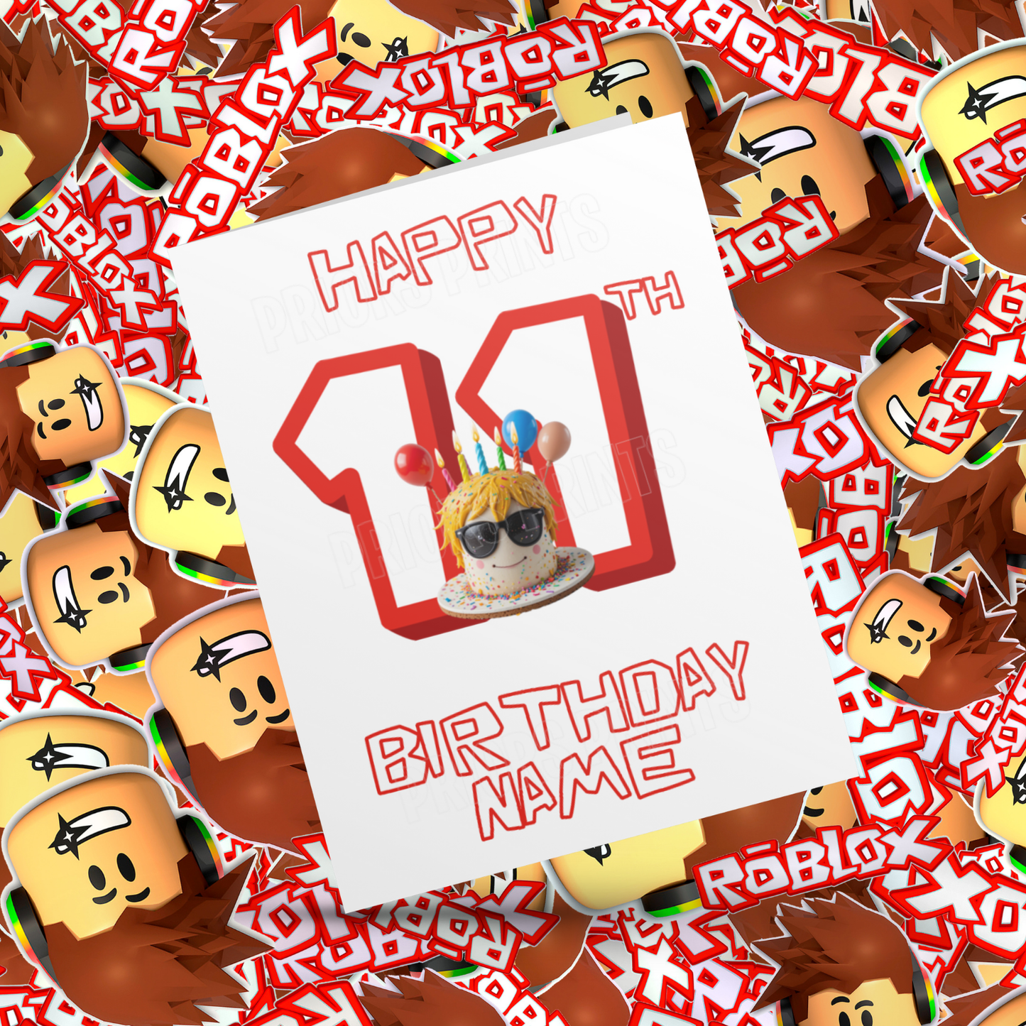 Personalised Roblox Birthday Card with Age 1-20 Years