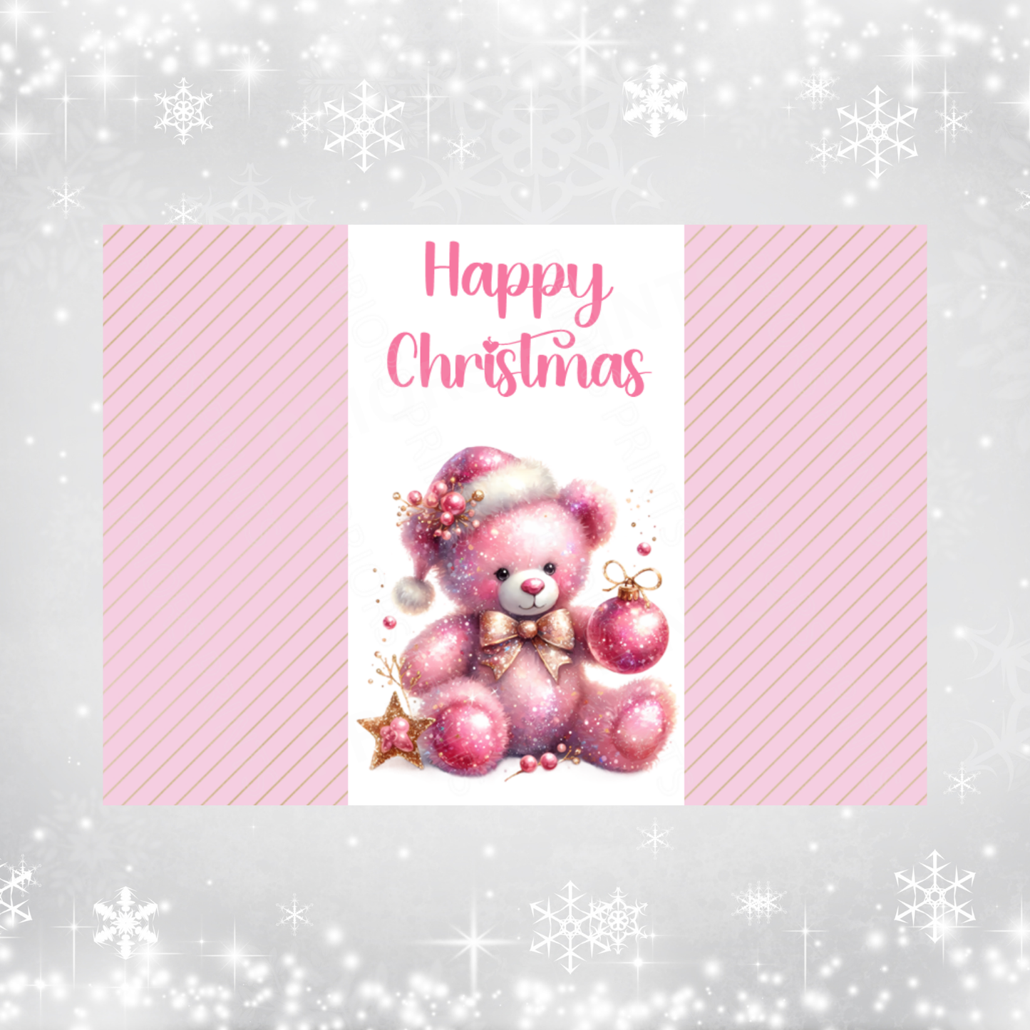 Pink & Silver Christmas Chocolate Bar Wrapper