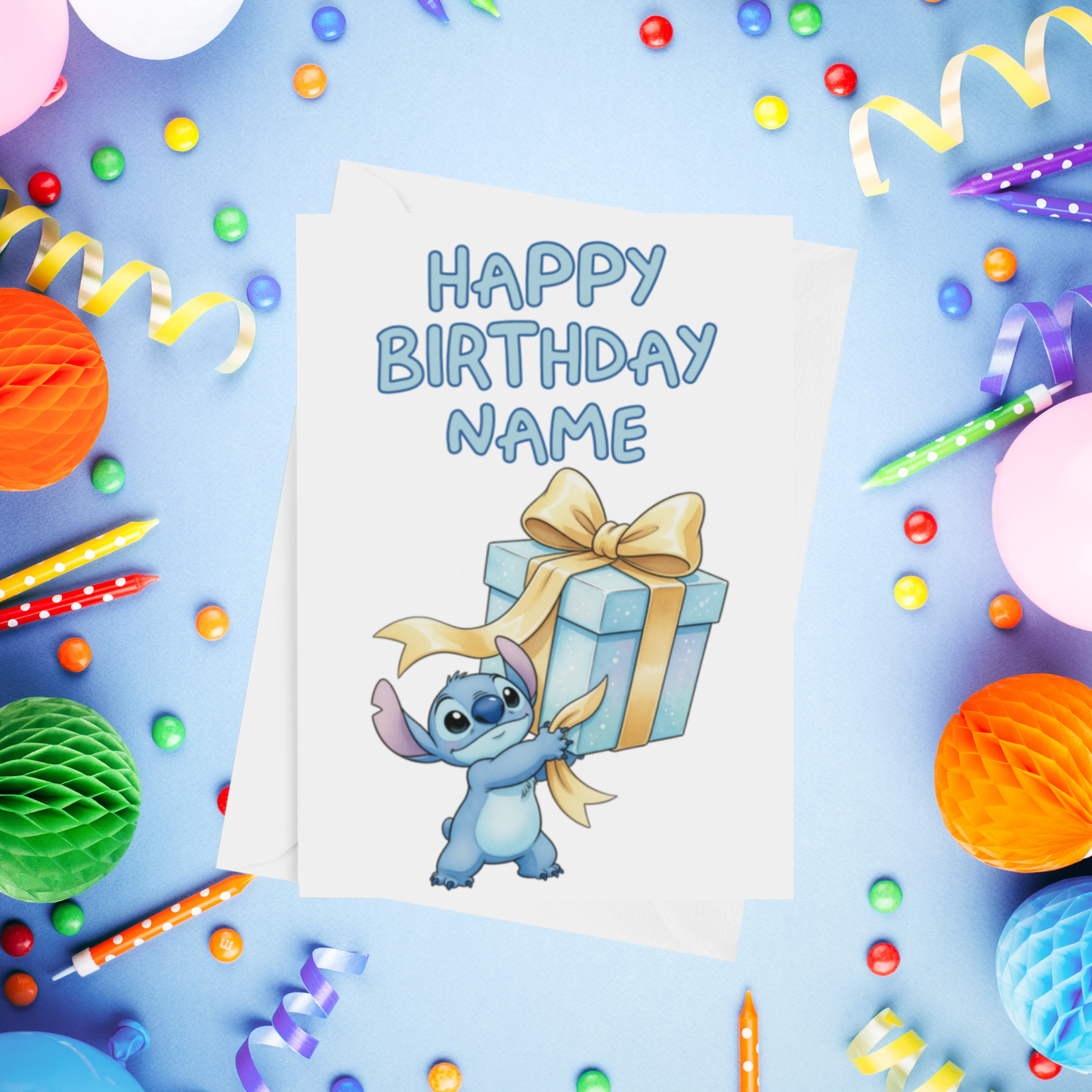 Angel, Lilo & Stitch Personalised Birthday Card