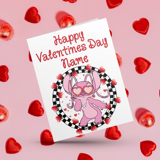 Disney Character Personalised Valentines Day Card 3 I Lilo and Stitch I Beauty & The Beast I Tinkerbell I Aristocats I Sleeping Beauty