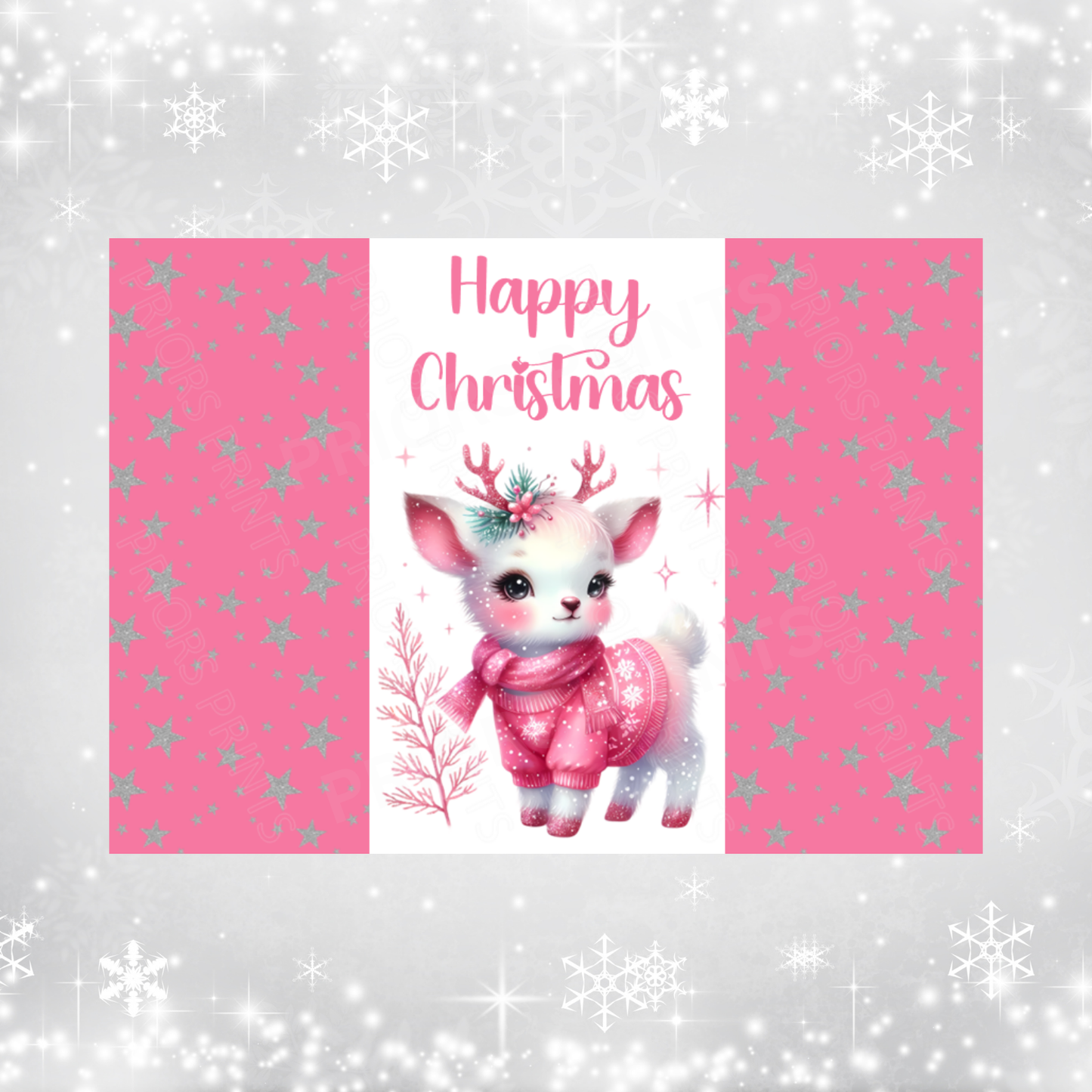 Pink & Silver Christmas Chocolate Bar Wrapper