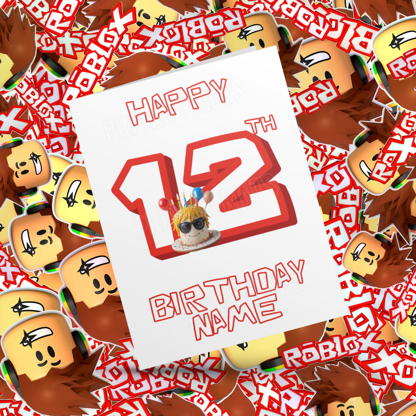 Personalised Roblox Birthday Card with Age 1-20 Years
