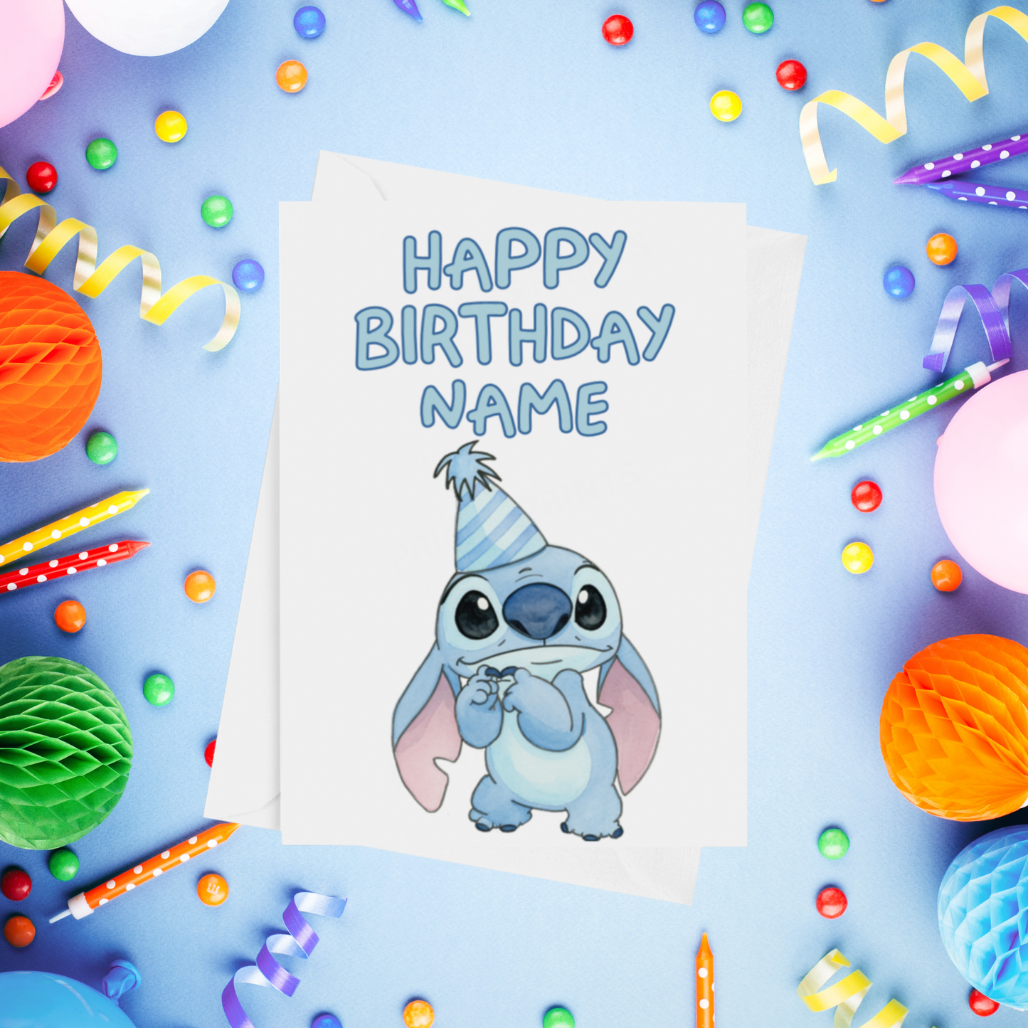 Angel, Lilo & Stitch Personalised Birthday Card