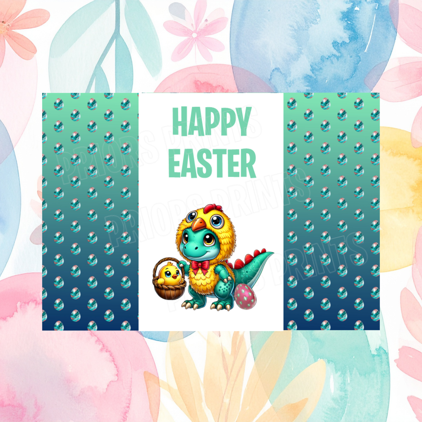 Cute Dinosaur Easter Chocolate Bar Wrapper