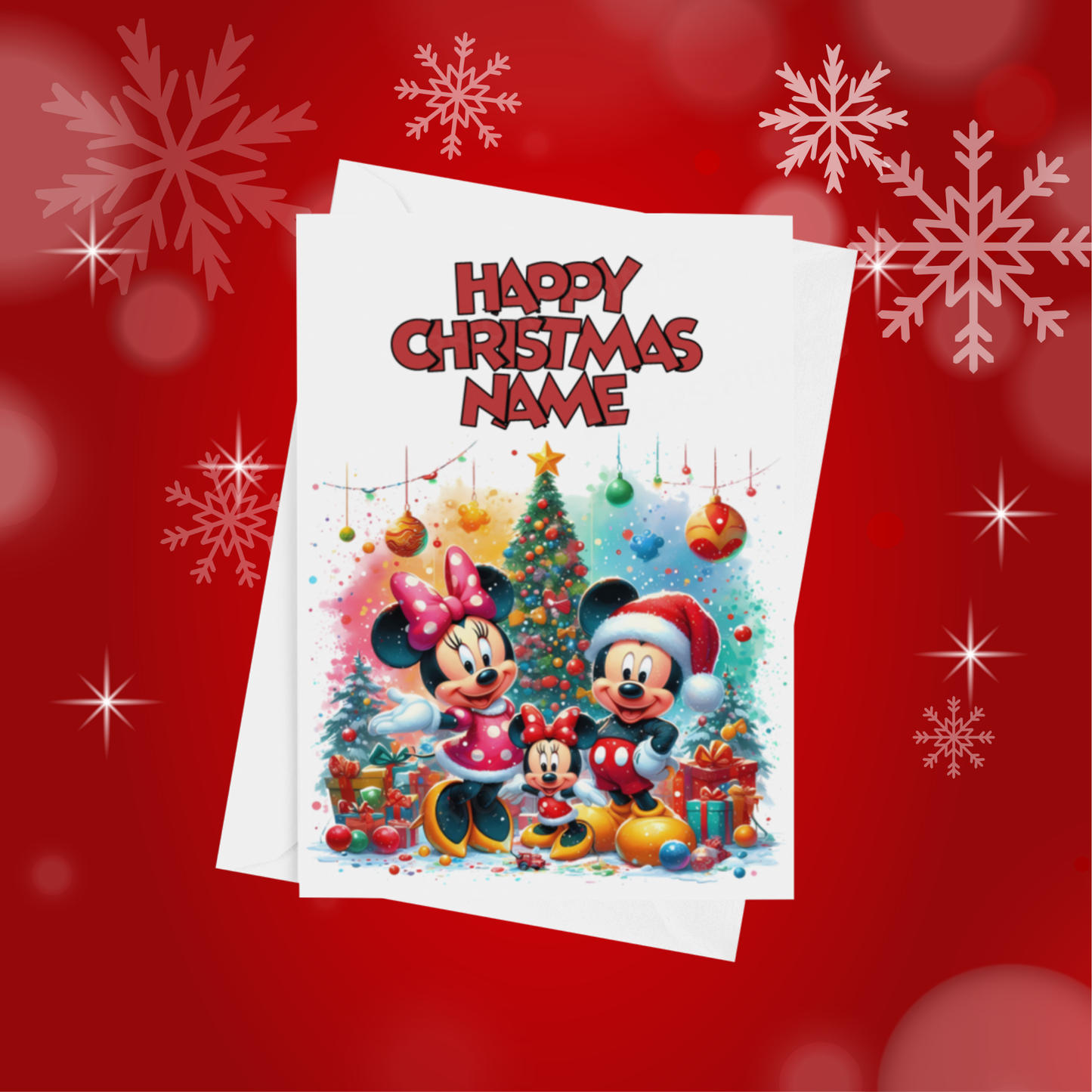 Minnie & Mickey Mouse Personalised Christmas Card