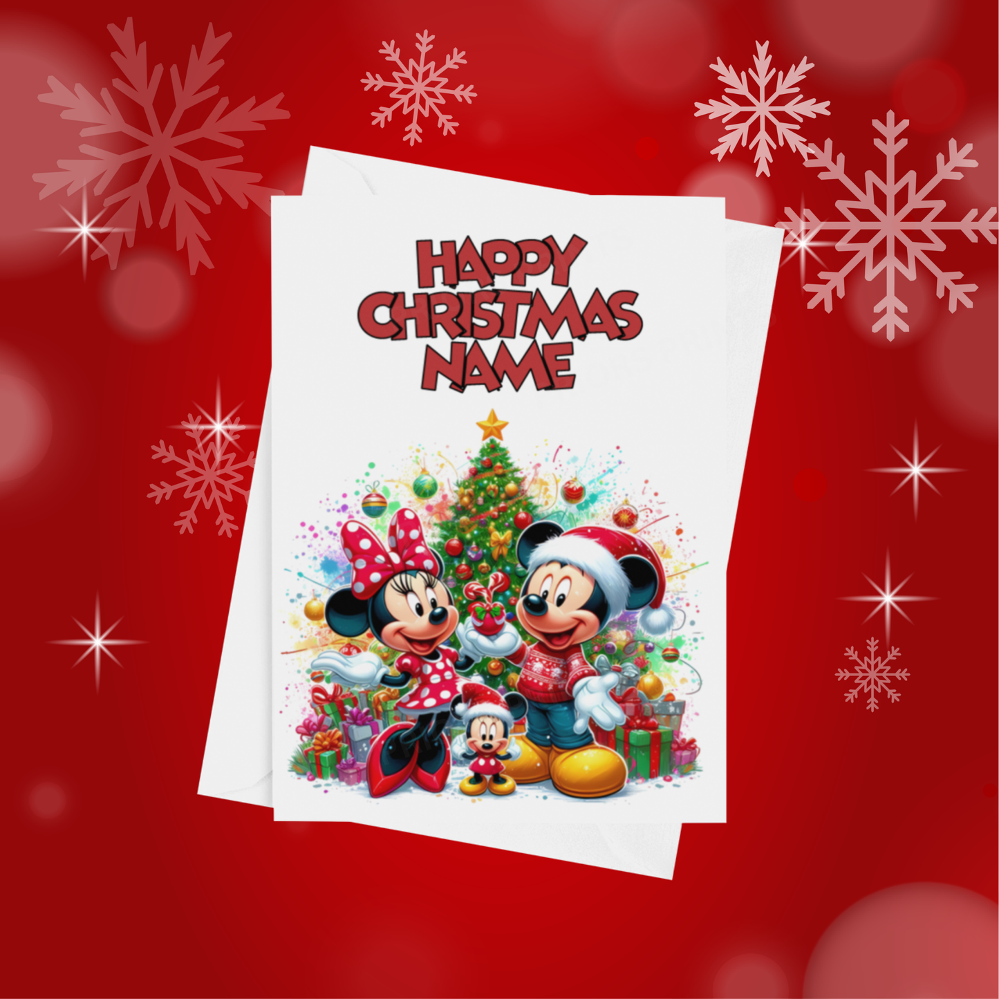 Minnie & Mickey Mouse Personalised Christmas Card