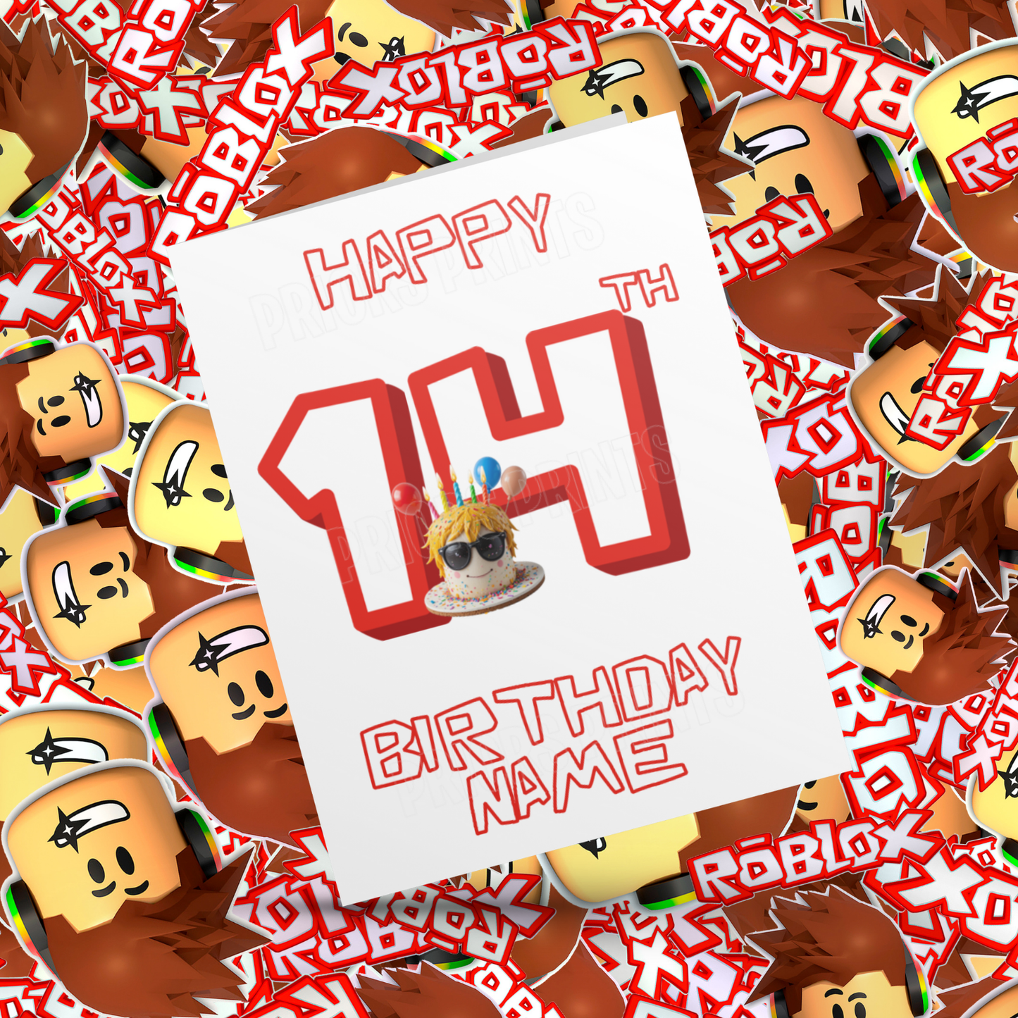 Personalised Roblox Birthday Card with Age 1-20 Years