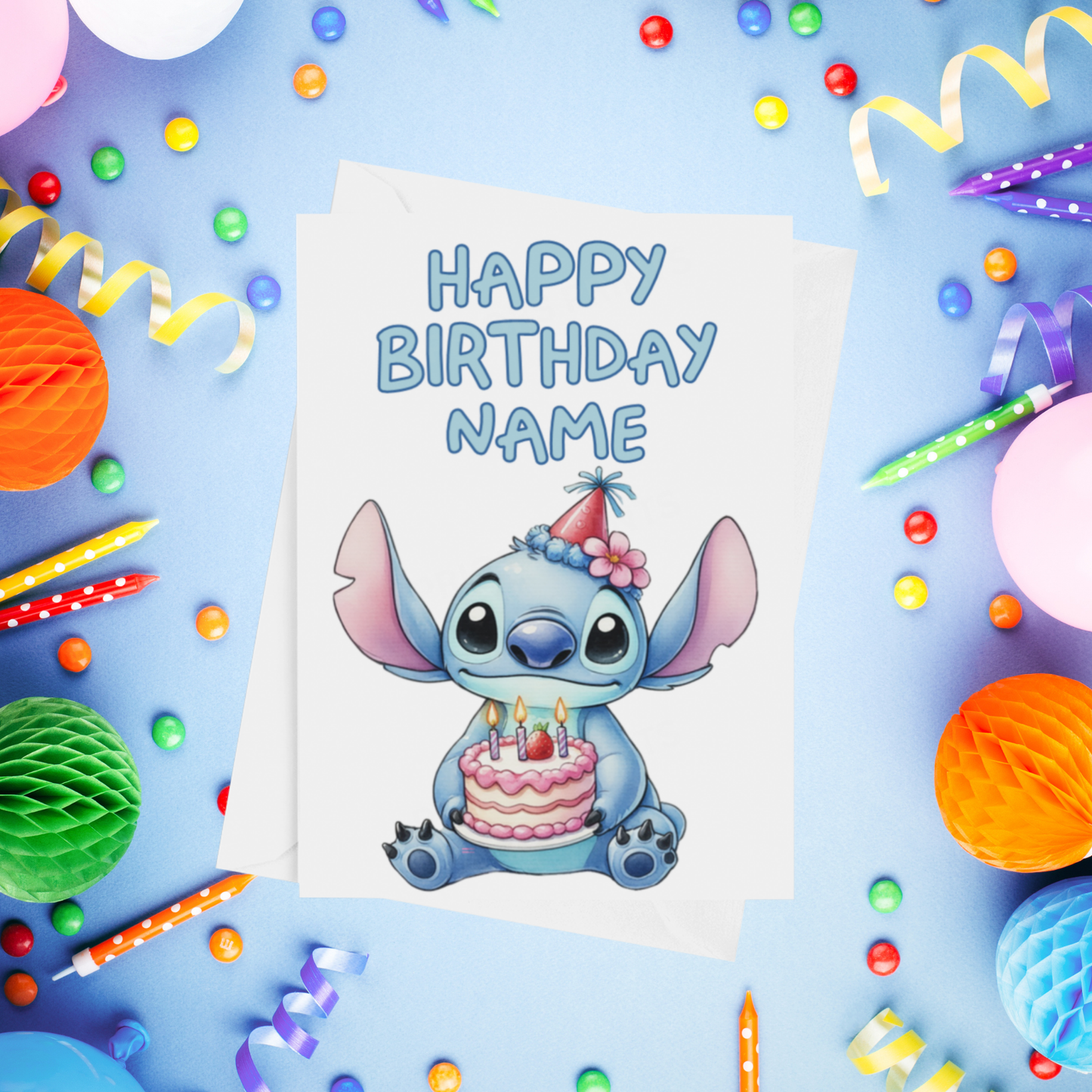 Angel, Lilo & Stitch Personalised Birthday Card