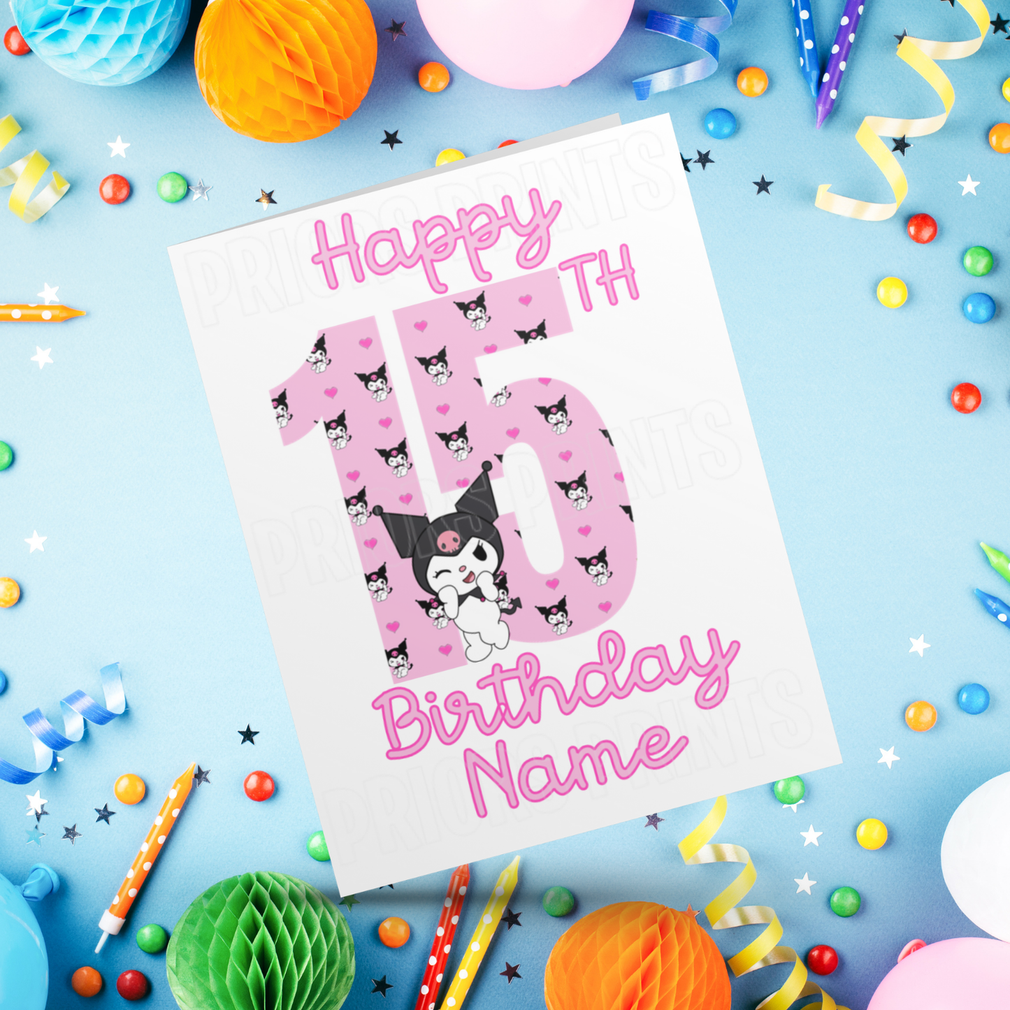 Personalised Kuromi Birthday Card with Age 1-20 Years (Sanrio- Hello Kitty & Friends)